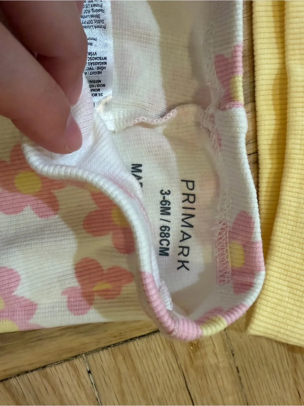 Primark Yellow embroidery Sweater and Pink Flower Leggings 3-6month Matching Set